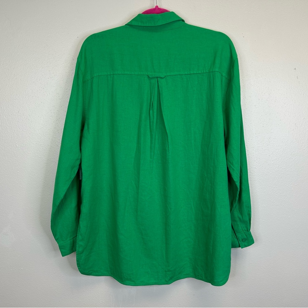 Old Navy Women’s M Vibrant Kelly Green Linen Button Down Shirt St. Patrick’s Day - Picture 9 of 11